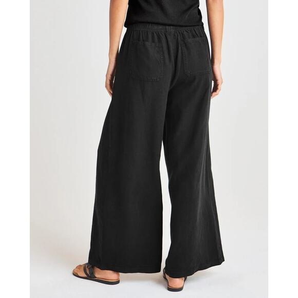 Like new $168 Splendid Angie Wide Leg Palazzo Pant Black Large Linen Blend - Picture 2 of 11